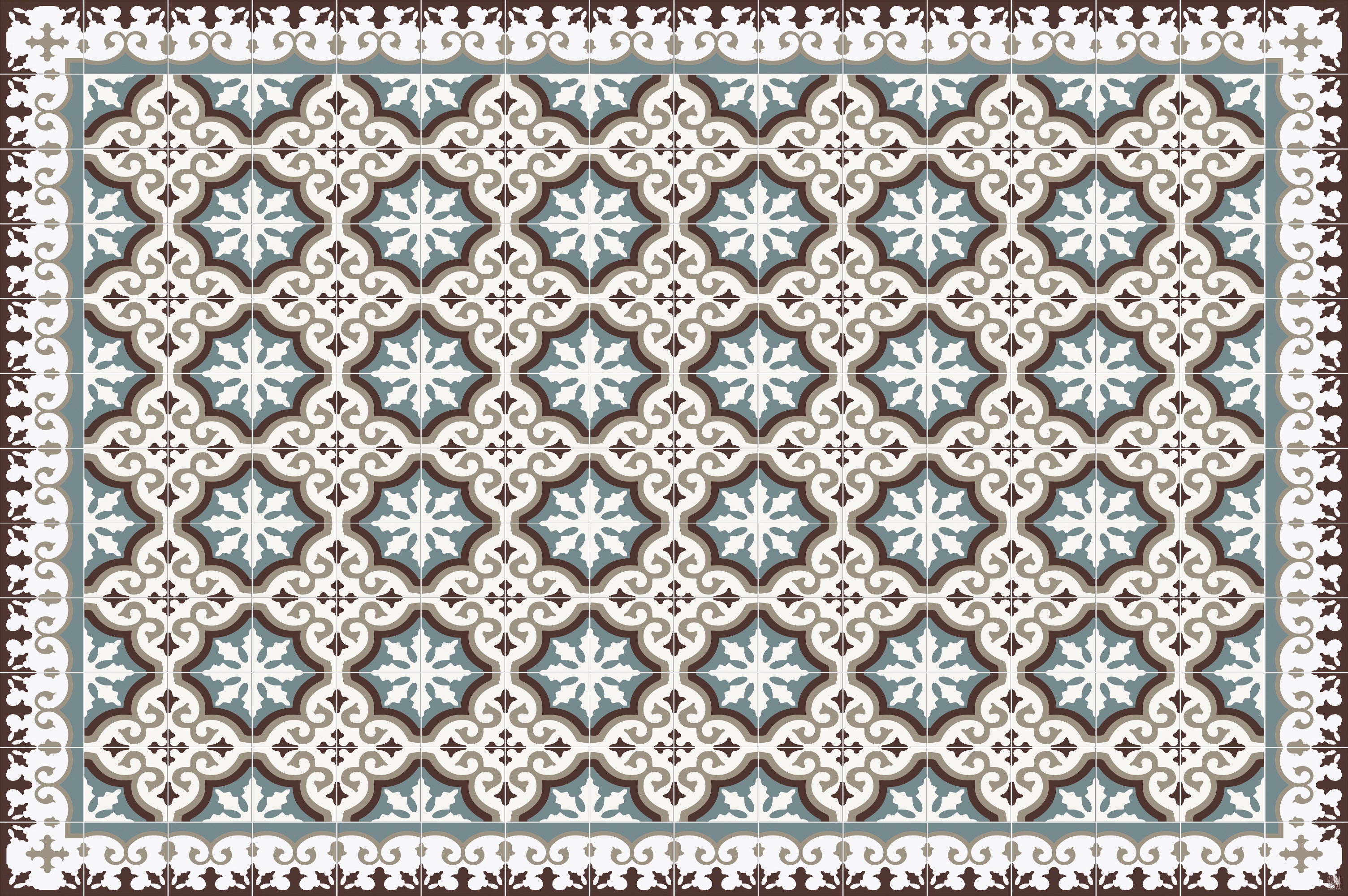 Dywan winylowy Flocons aigue-marine 133x200 cm - antypoślizgowy dywan z PVC do kuchni lub salonu, zmywalny, wodoodporny, niebieski
