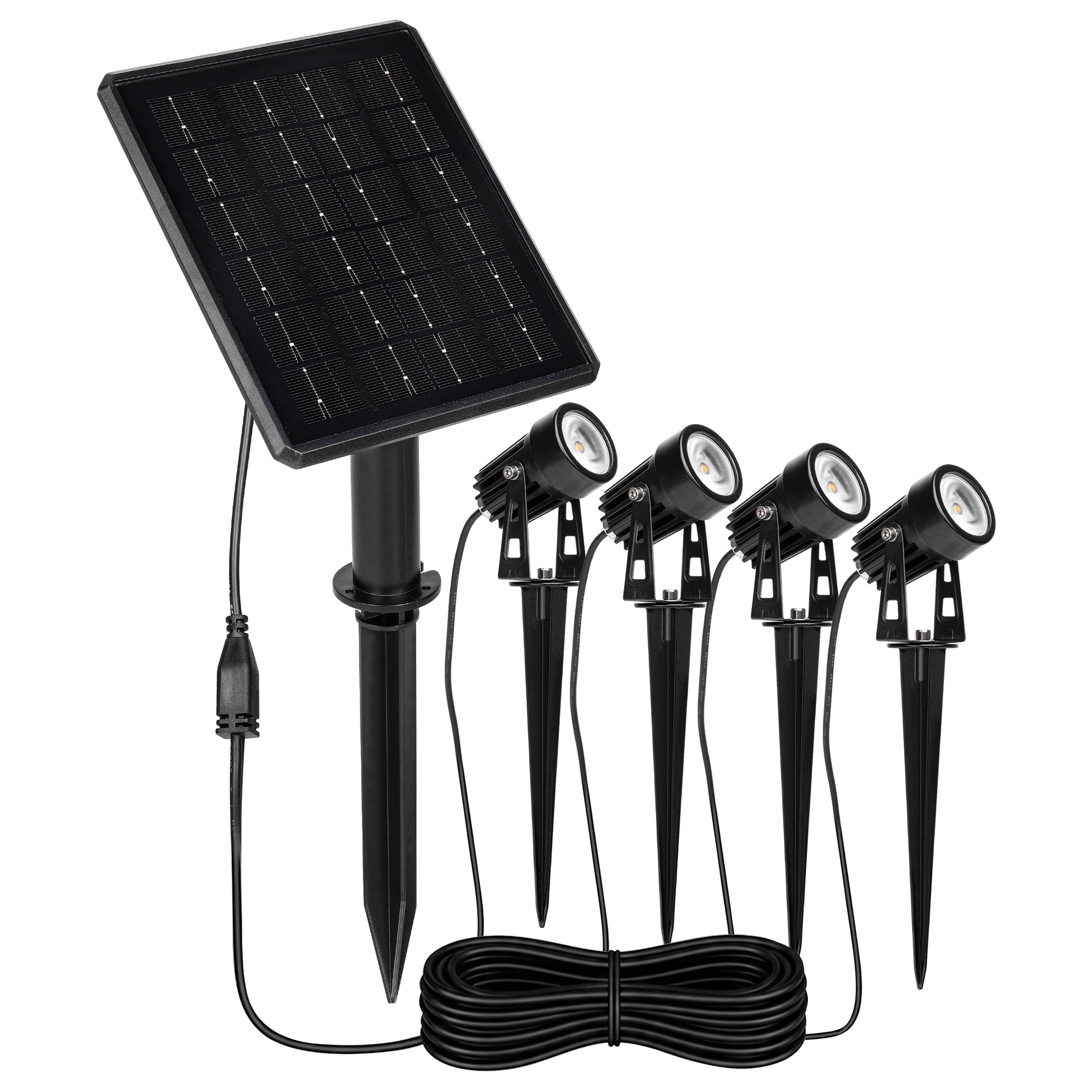 Lampka solarna ogrodowa 4x reflektor wbijany LED IP54 z czujnikiem na zewnątrz MasterLED