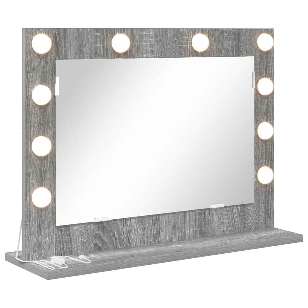 Lustro do Toaletki Prostokątne z Oświetleniem LED z Ramą 60x45 cm Szare