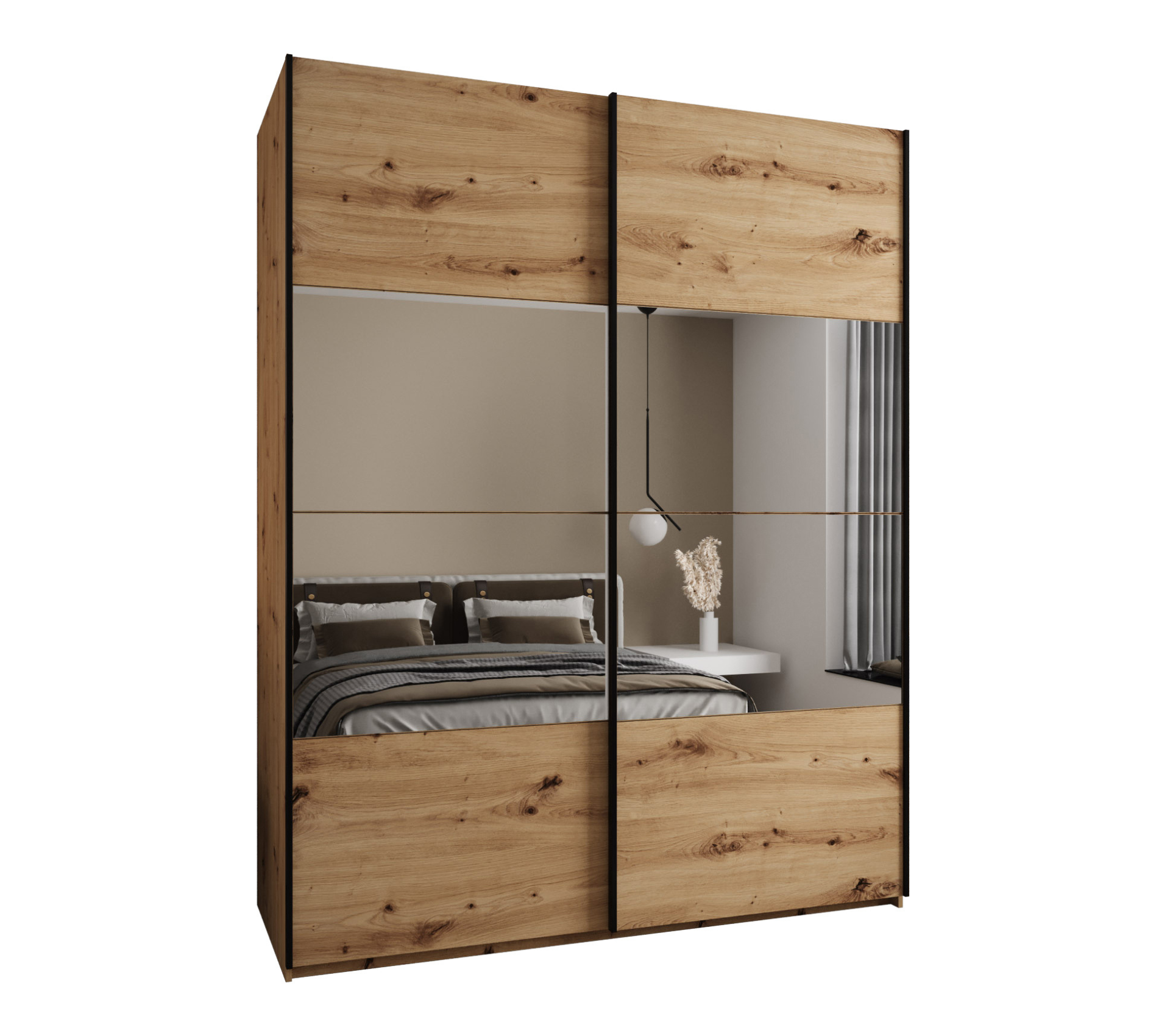 Szafa przesuwna wysoka Lux 4 190 x 64 x 245,5 cm artisan + artisan + u. czarny - Abiks Meble