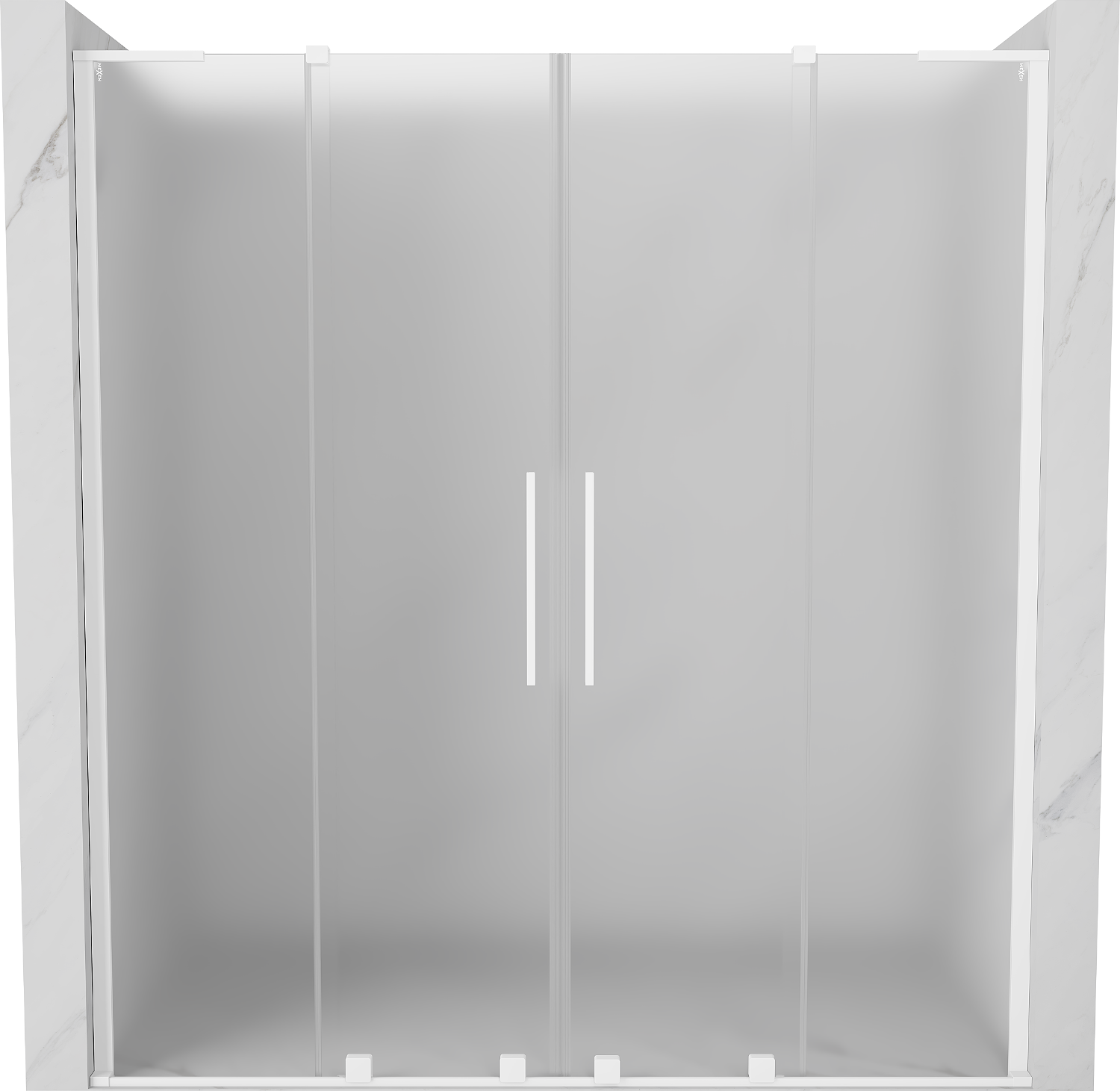 Mexen Velar L Duo drzwi prysznicowe rozsuwane 170 cm, szron, białe - 871-170-003-32-20