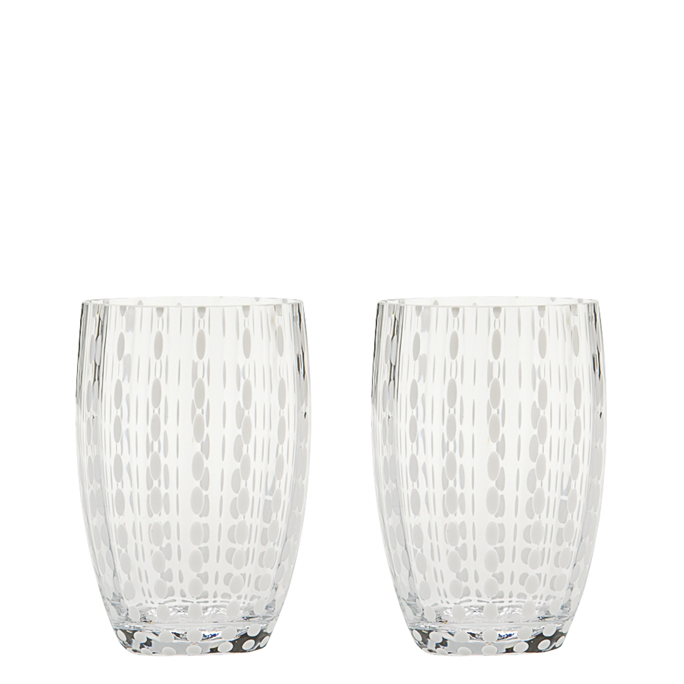 Zafferano Perle Clear Glass - szkło kolorowe dmuchane ustami, 32 cl, ręcznie robione - zestaw 2 kieliszków do wody lub koktajli
