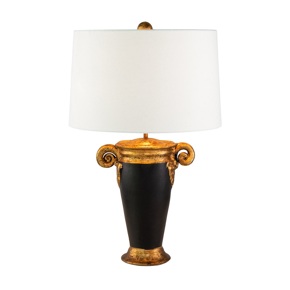 Lampa stołowa z żywicy czarna złota z abażurem Gallier E27 60W Flambeau