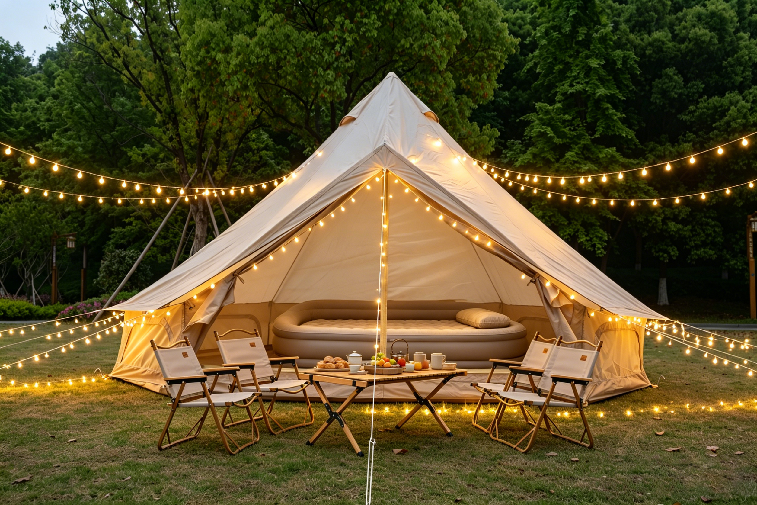 Namiot Oxford Bell Namiot na rodzinne kempingi — przestronna jurta o powierzchni 3,8 m z podnośnikiem kuchenki, duże namioty Glamping dla 3–4 osób