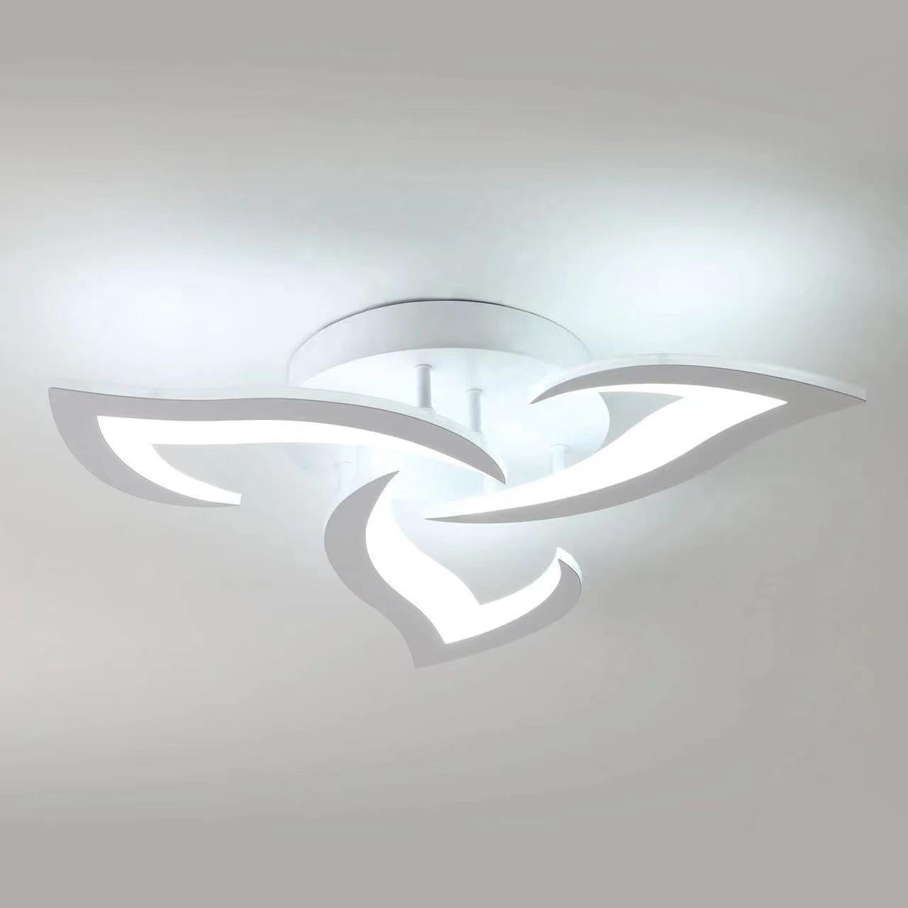 Nowoczesna lampa sufitowa LED, 65W, trzy kolory, 3 głowice, biała, odpowiednia do salonu, sypialni, jadalni i kuchni