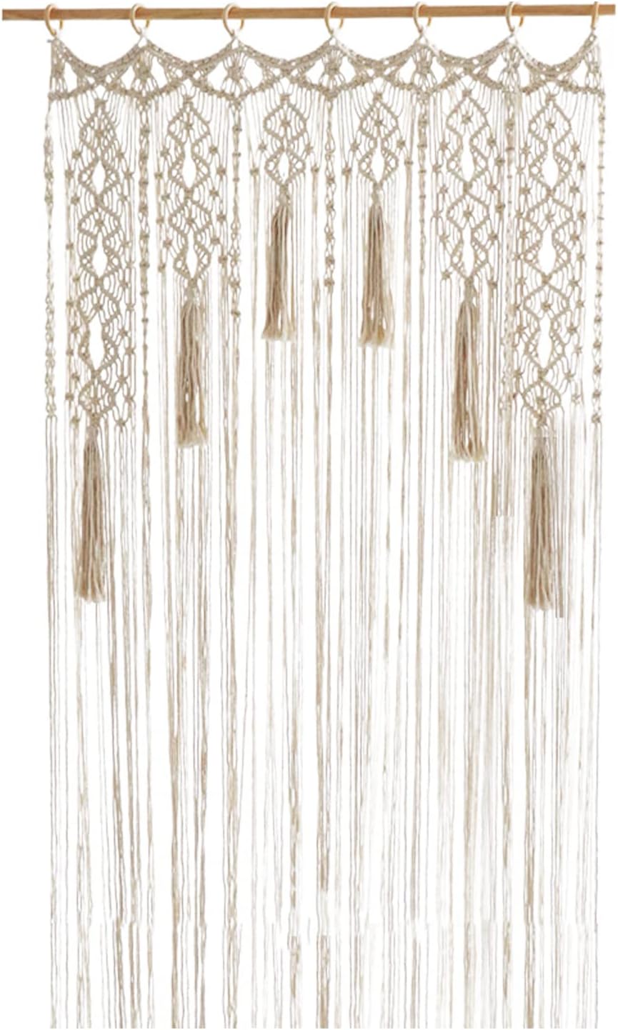 Makrama ścienna - styl boho - ręcznie tkana zasłona na drzwi - dekoracja ścienna (85×200 cm)