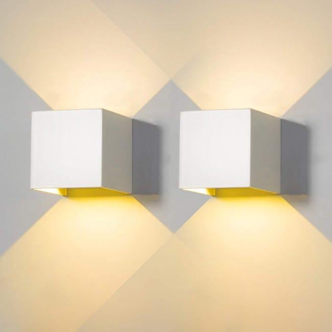 Kinkiet 12 W, 2 sztuki, 3000 K, LED, do użytku wewnątrz i na zewnątrz, wodoodporny, IP65, do sypialni, (biały)