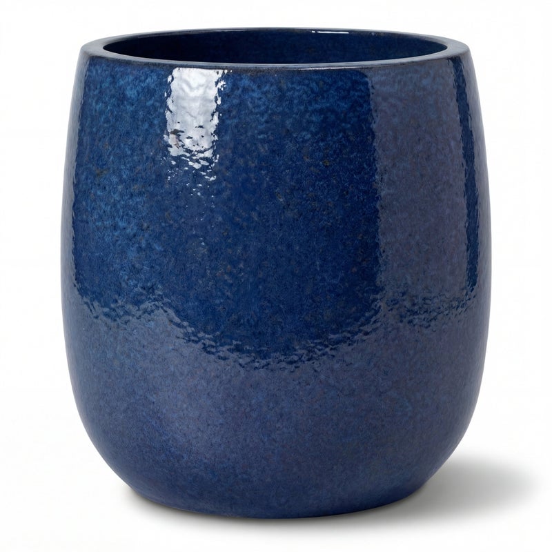 Donica ceramiczna Provencelia SOCRATE Ciemnoniebieski, sred.40 x H49 cm, mrozoodporna, rękodzieło, szkliwiona