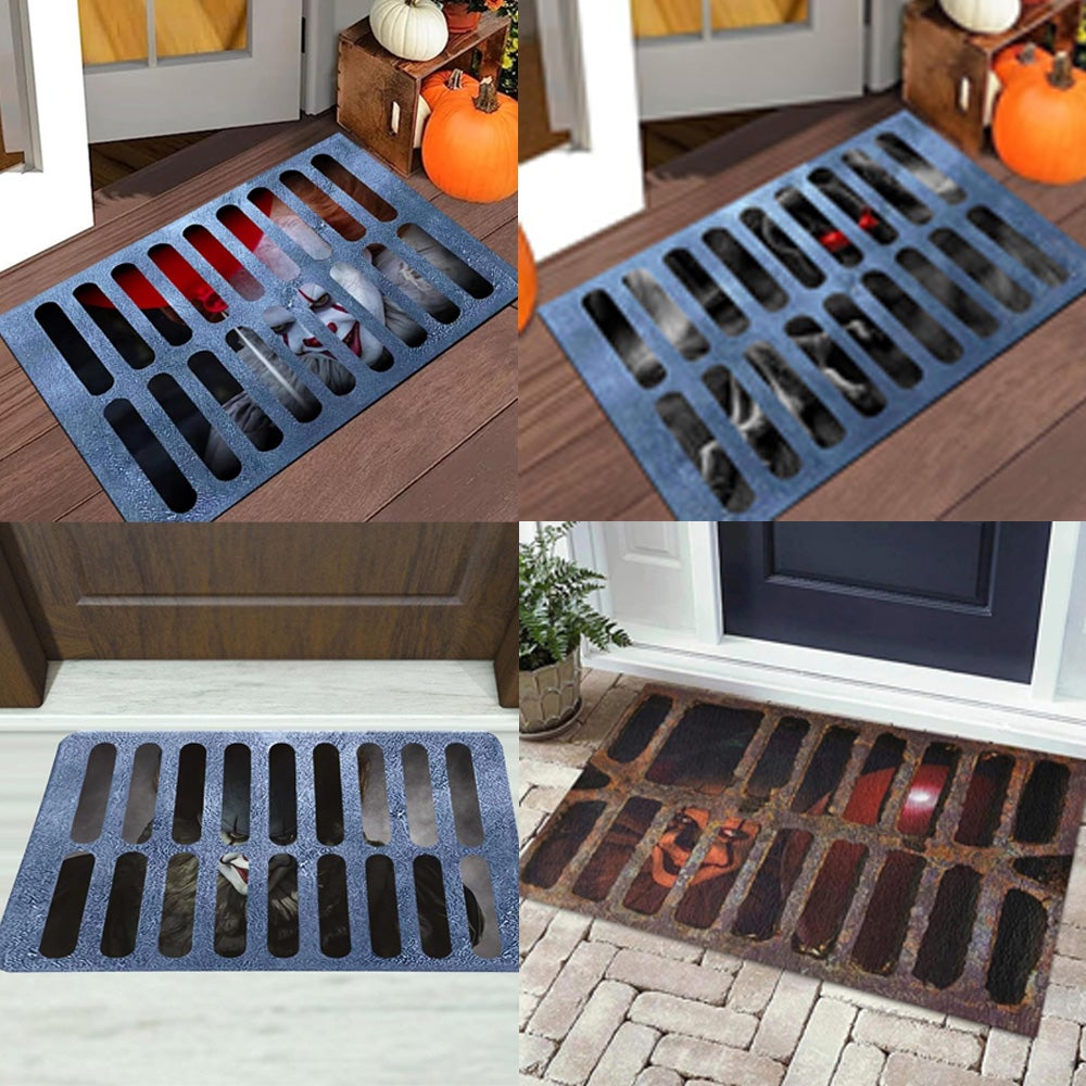 4 SZT. Halloween 3D dywaniki pod drzwi z motywem klauna, do dekoracji wewnętrznych i zewnętrznych 40 * 60CM, dywanik antypoślizgowy