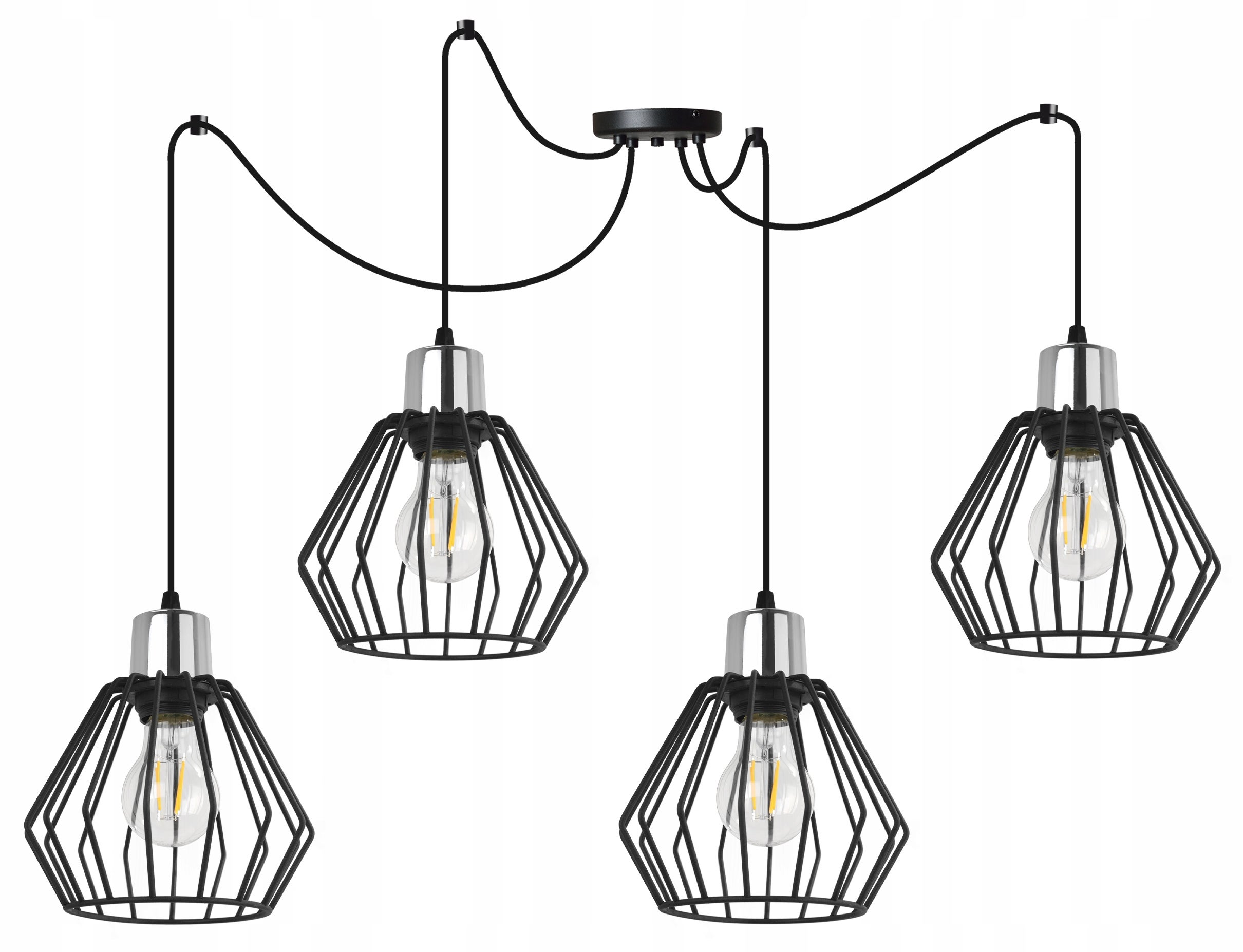 Lampa sufitowa wisząca Light Home LH Spider Nuvola 4x E27 60W czarny/srebrny