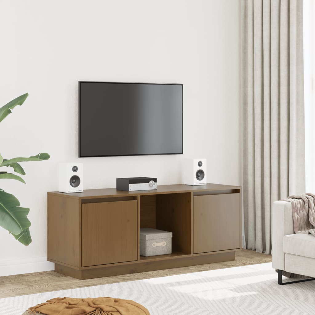 Szafka pod TV, miodowy brąz 110,5x35x44 cm, lite drewno sosnowe vidaXL