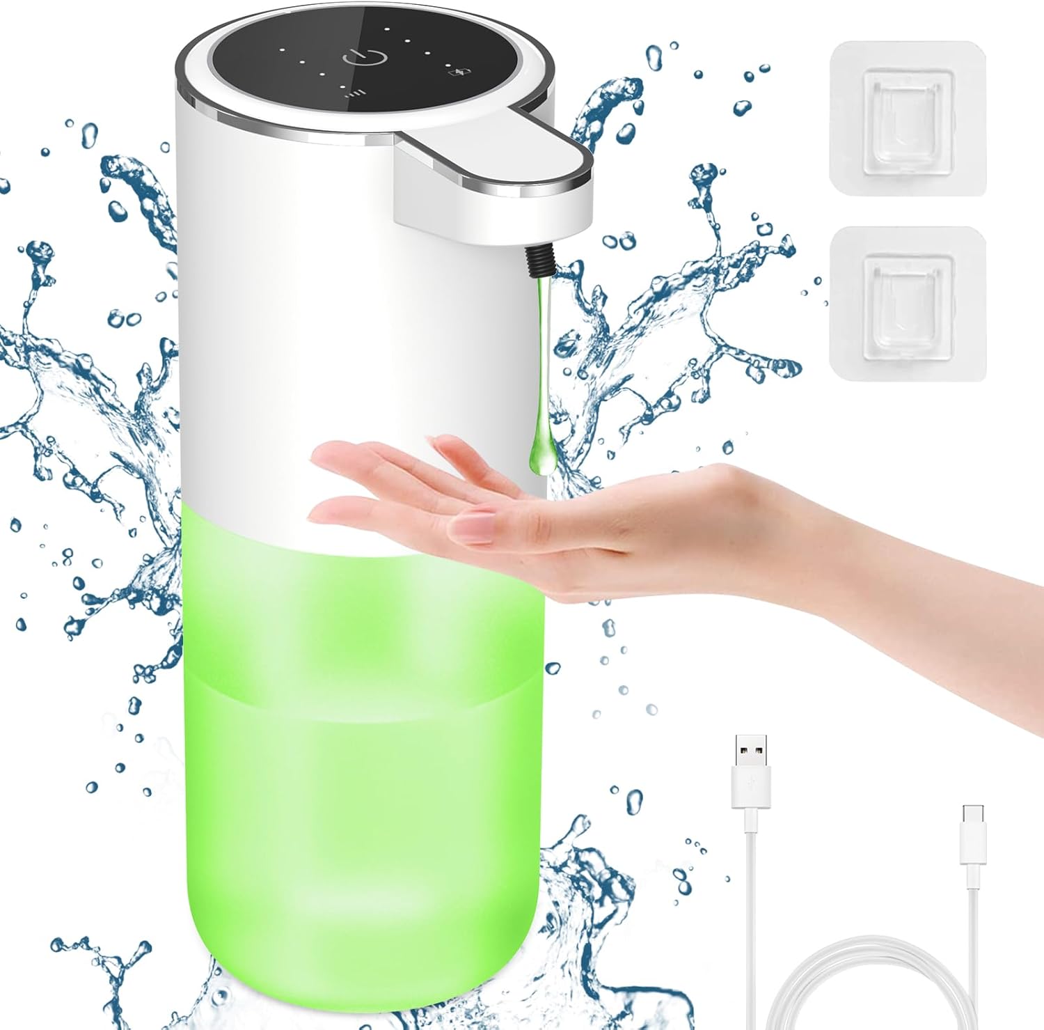 Automatyczny dozownik mydła w płynie, wyświetlacz baterii, 400 ml, 4 poziomy regulacji objętości płynu