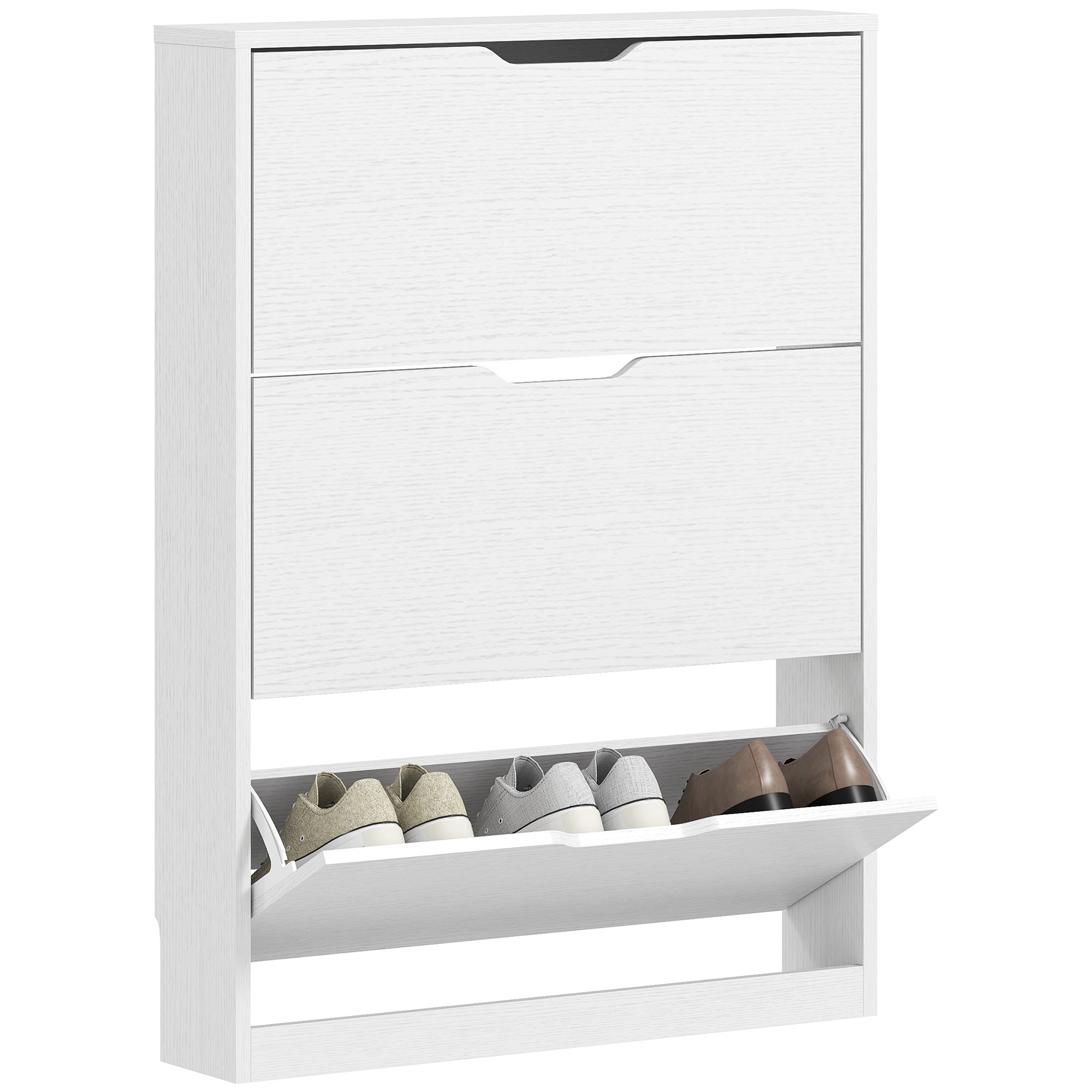 Szafka na buty z 3 składanymi szufladami, na 12 par butów, płyta wiórowa, 80 x 17 x 108 cm, kolor biały