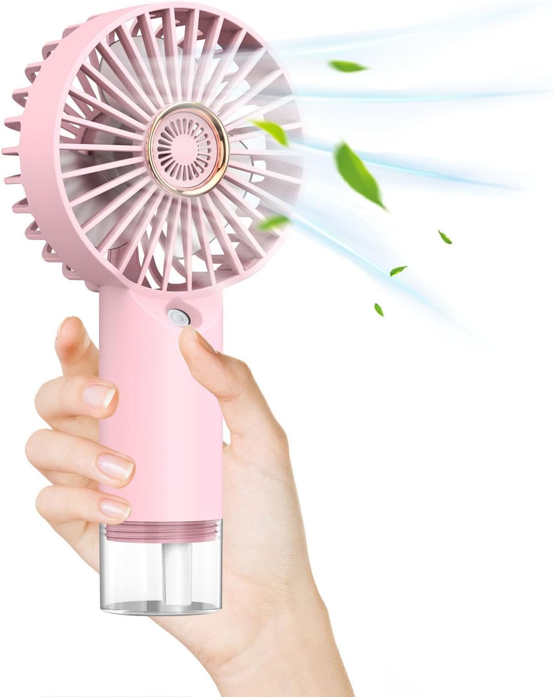 Przenośny wentylator natryskowy, mini wentylator ładowany przez USB – kieszonkowy wentylator chłodzący powietrze, biurkowy, do użytku na zewnątrz (róż