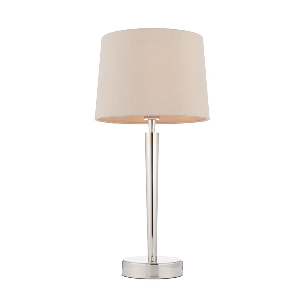 Lampa stołowa nowoczesna USB-A niklowa z abażurem 1xE14 40W SYON Endon