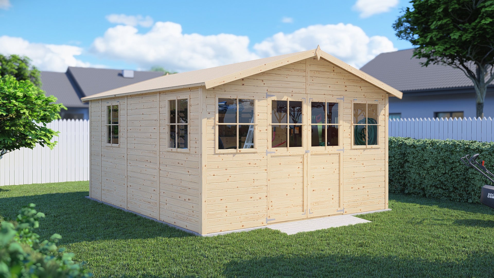 Drewniany warsztat ogrodowy BERTILO 14 mm Carpenter 14,12 m² nieimpregnowany