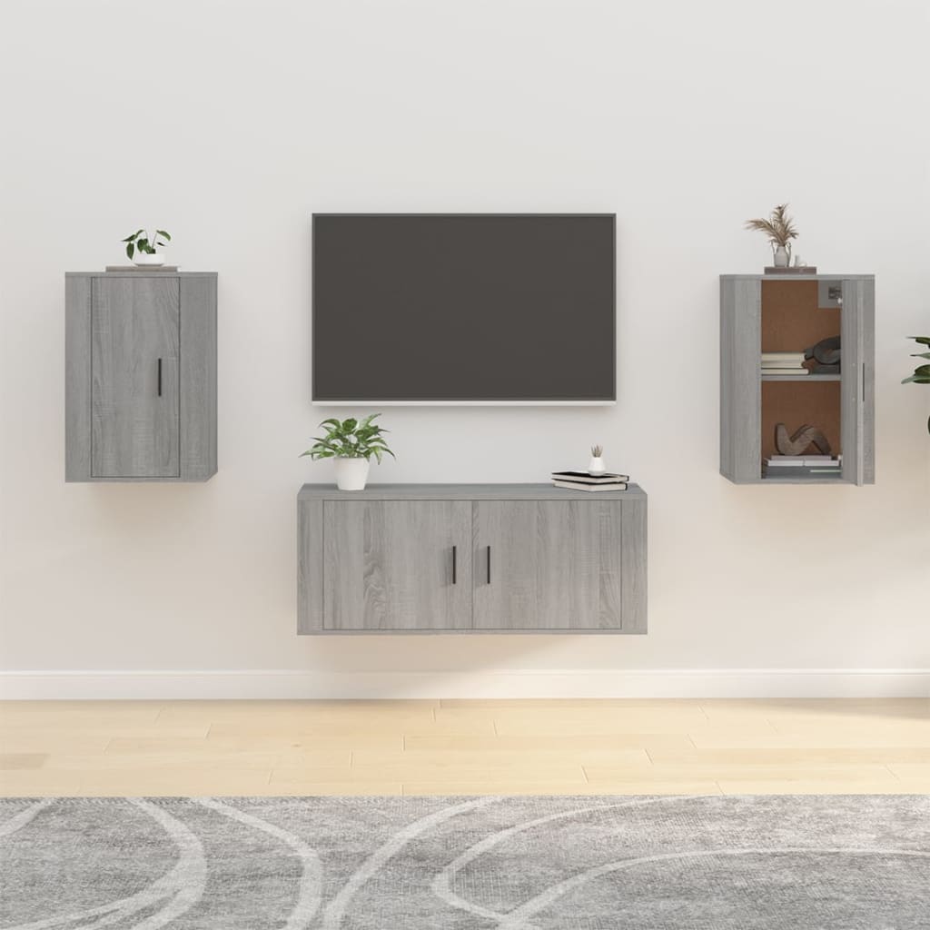 Wiszące szafki TV, 2 szt., szary dąb sonoma, 40x34,5x60 cm vidaXL