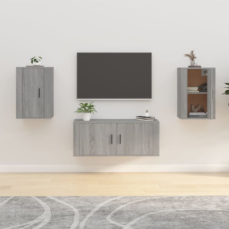 Wiszące szafki TV, 2 szt., szary dąb sonoma, 40x34,5x60 cm vidaXL