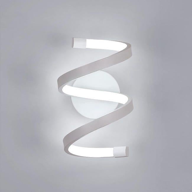 Kinkiet wewnętrzny LED GOECO, 18 W, biały, spiralny, nowoczesny kinkiet do sypialni, przedpokoju, biura, chłodne białe światło 6500 K