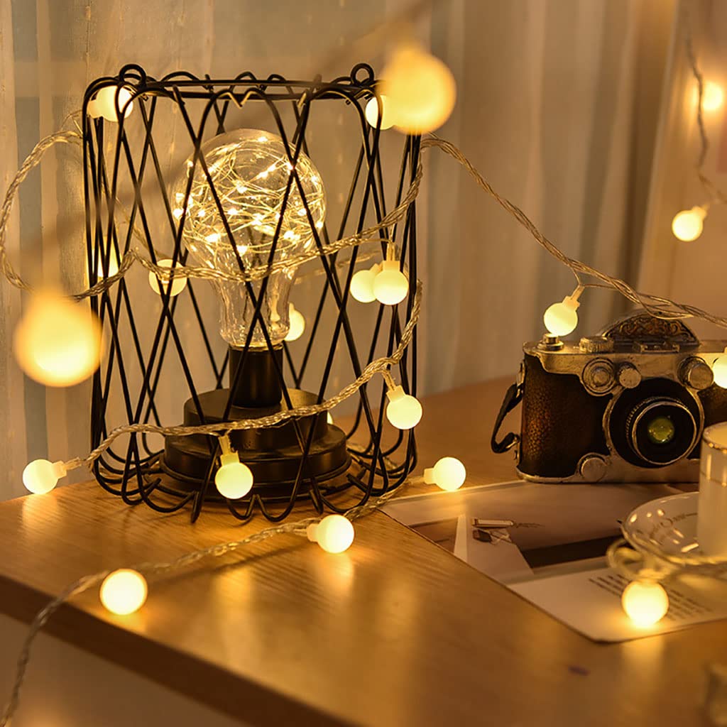 Wodoodporne lampki LED na zewnątrz zasilane bateriami m kulek LED ciepłe białe światło świąteczne oświetlenie do pokoju dziecięcego na balkon
