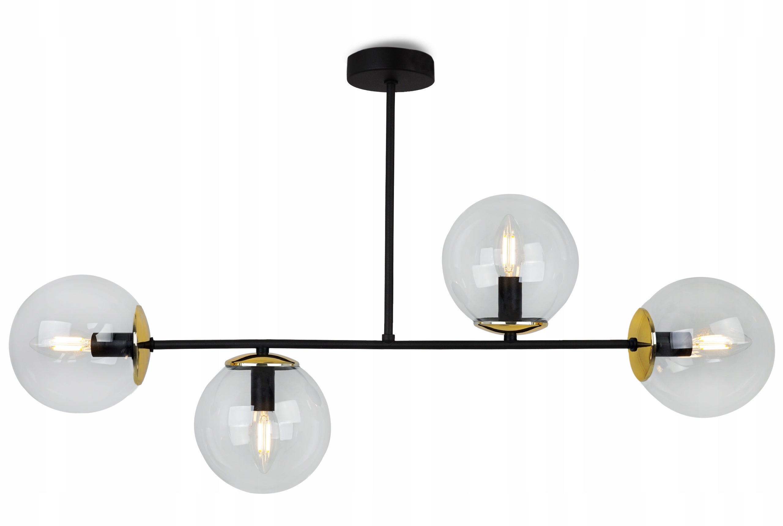 Lampa sufitowa wisząca Light Home LH Tulza 4x E14 40W klosz złoty/bezbarwny