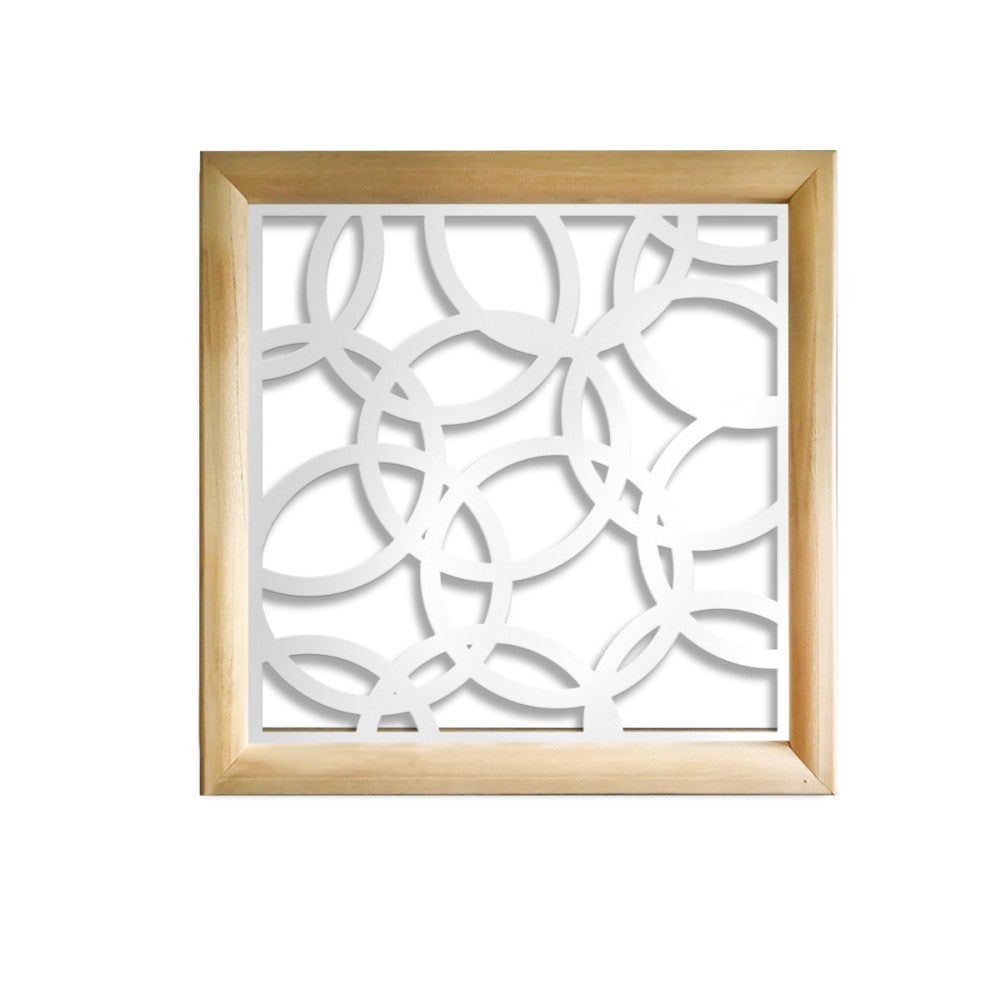 SMALL CIRCLES - Kwadratowe moduły dekoracyjne z drewna i PVC - Rozmiar 73x73 cm - Grubość 64 mm - Kolor wewnętrzny BIAŁY