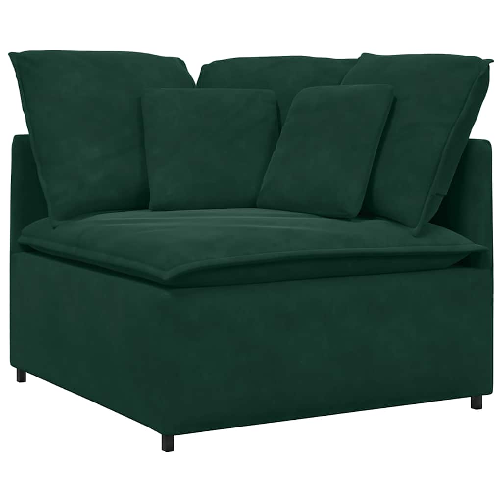 Sofa modułowa z poduszkami aksamitna ciemnozielona