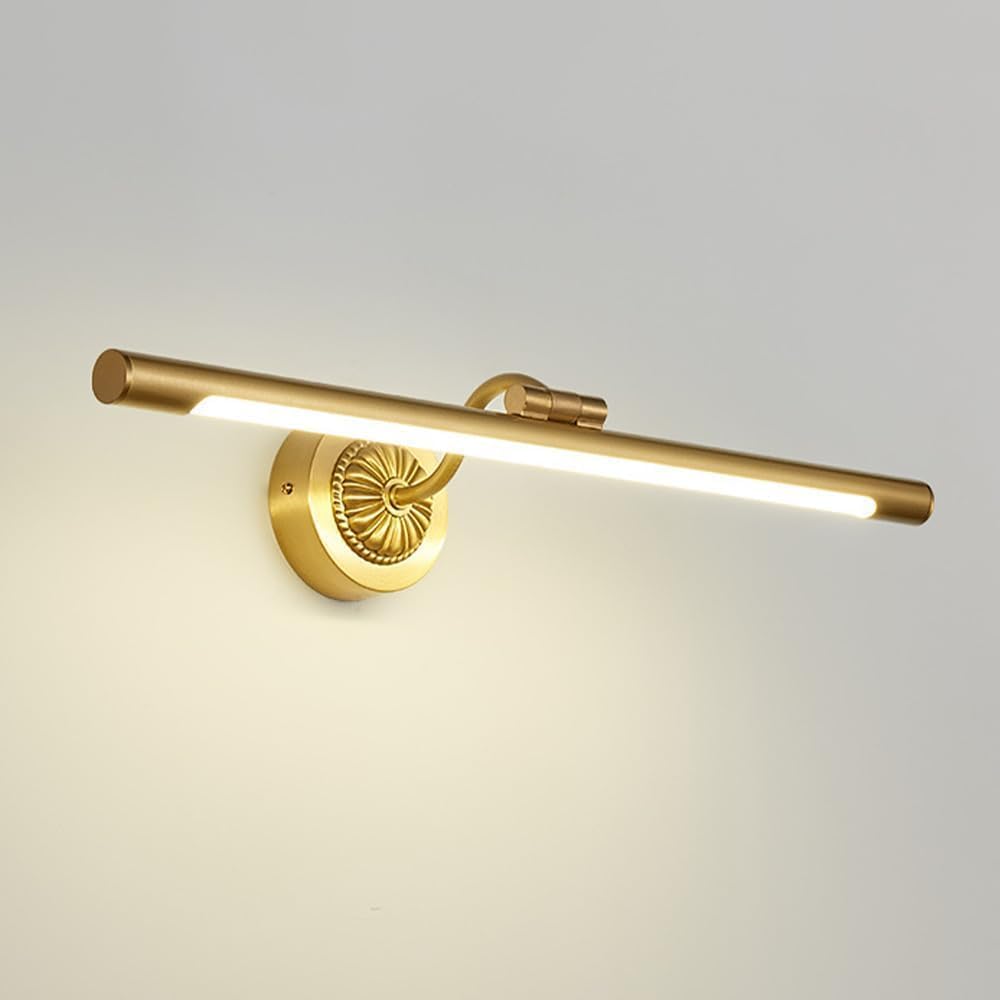 Kinkiety ścienne (43 cm) mosiężne, łazienkowe, liniowe, LED, 4000K, oświetlenie szafki, regulowane, przednie lustro, oświetlenie do makijażu, galeria