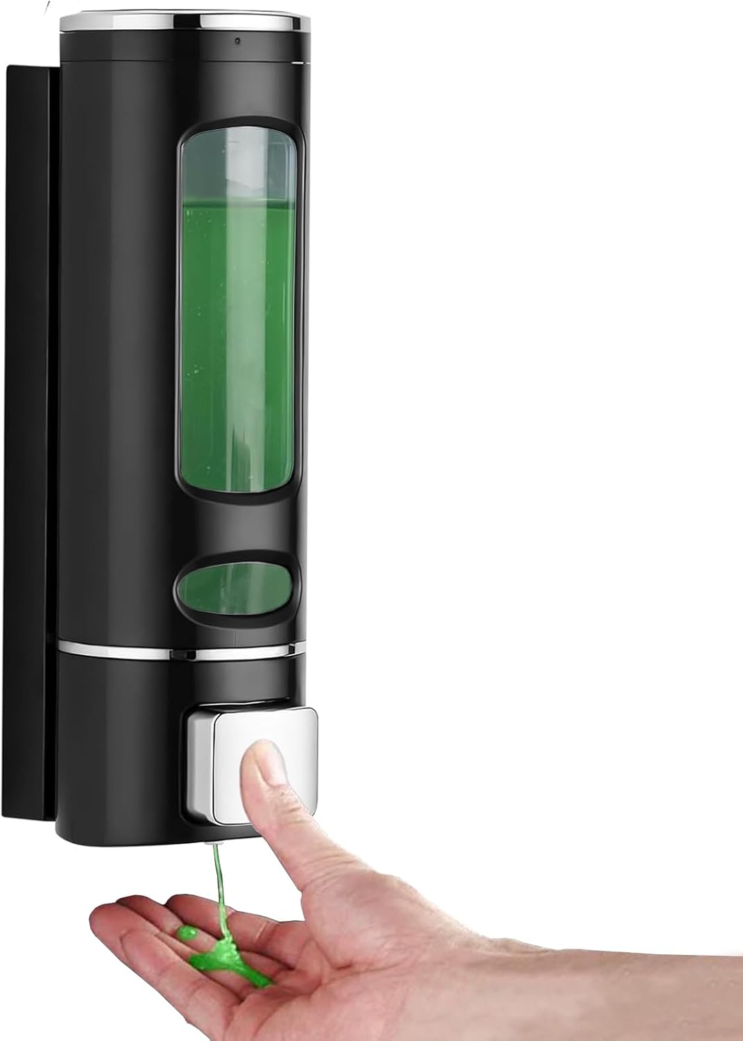 Dozownik mydła ścienny - 400 ml - Dozownik żelu pod prysznic ścienny bez wiercenia - Dozownik szamponu i odżywki Czarny