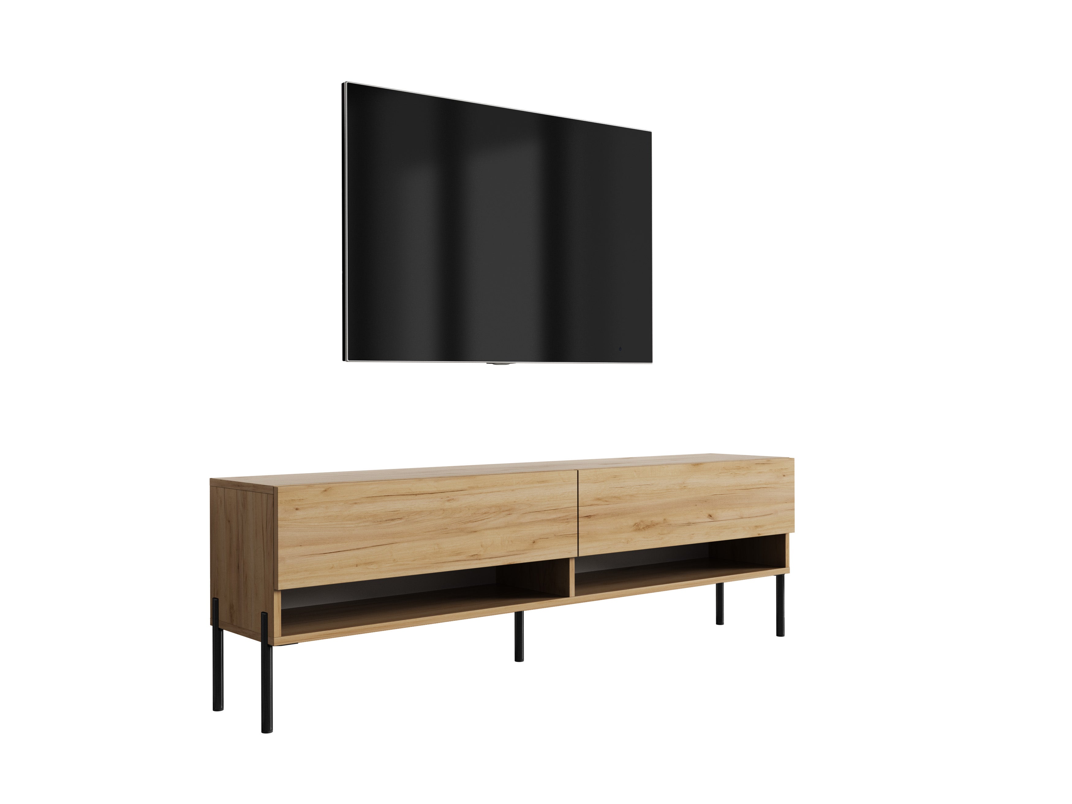 Szafka pod telewizor 170 cm Dąb Craft, nóżki proste czarne, 170 × 32 × 52 cm