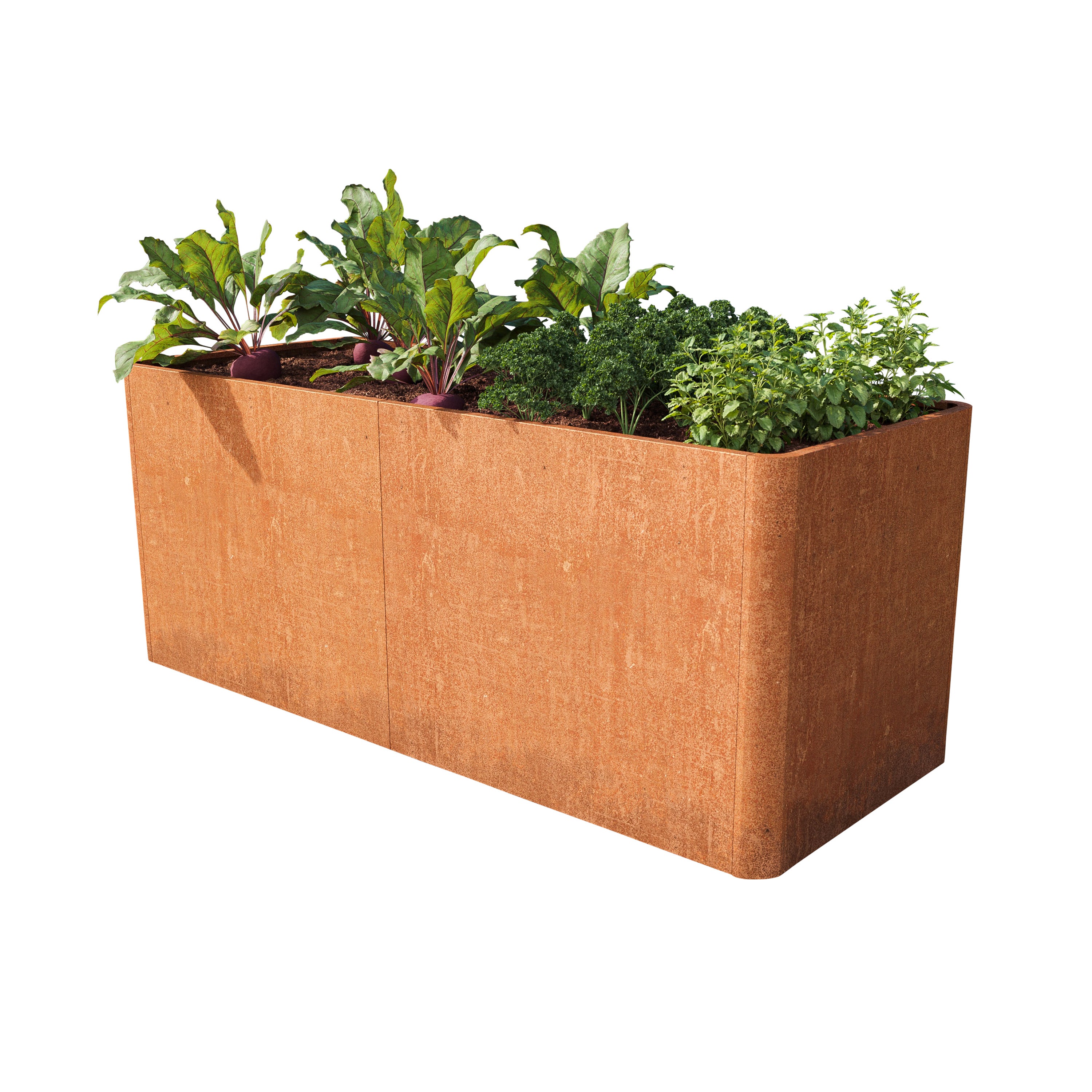 200 x 80 x 60 cm Grządka podwyższona, stal corten, optyka rdzy, z perforowaną podłogą