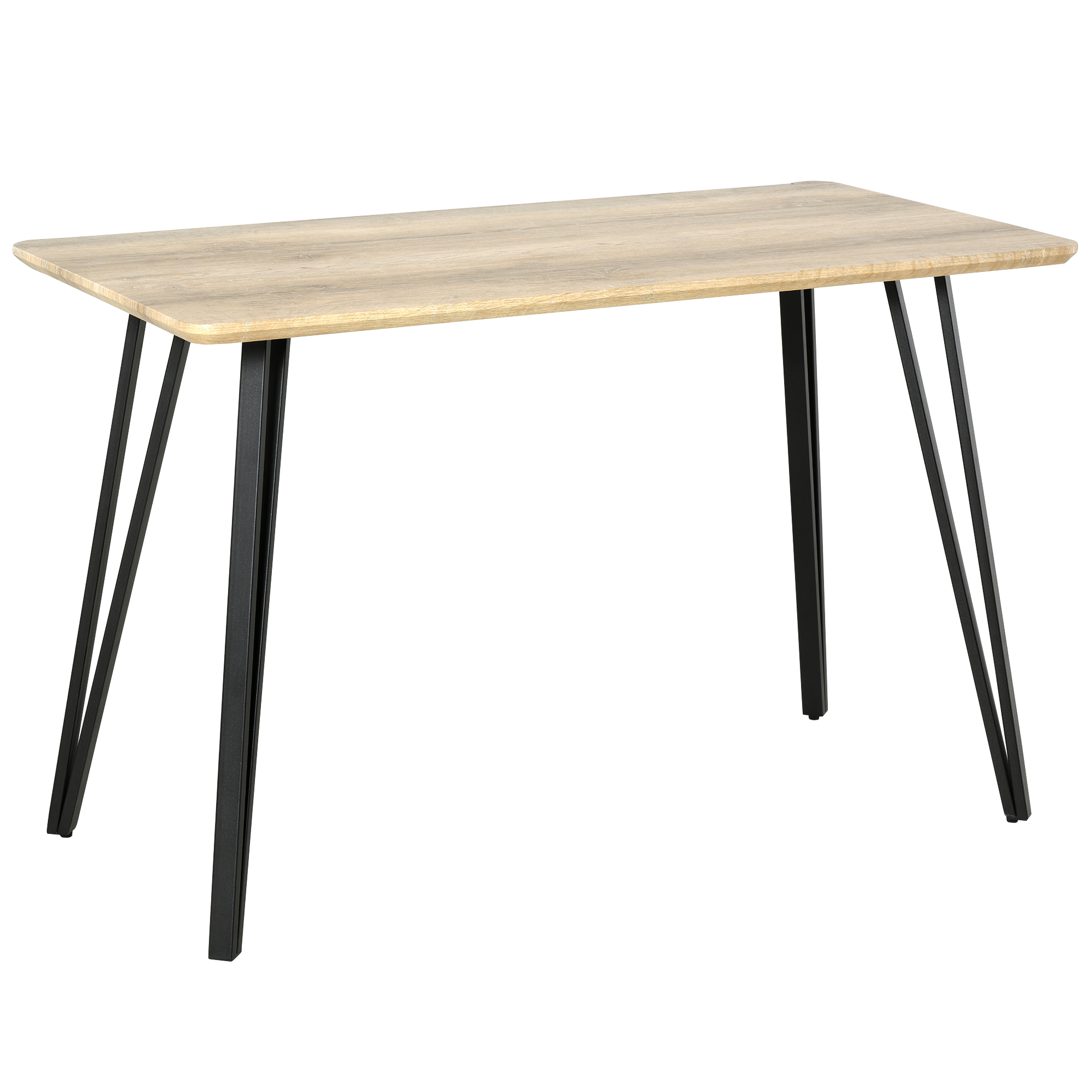 Industrialny design stół jadalniany, duży blat. element: 120L x 60W x 75H cm, metal czarny nogi z element, MDF z światło dąb wygląd