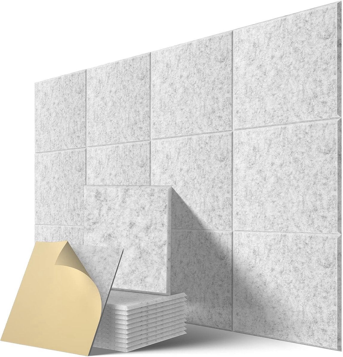 Panel akustyczny, 12 sztuk, 30 x 30 x 1 cm, akustyczny poliester o wysokiej gęstości Panele, srebrno-szare