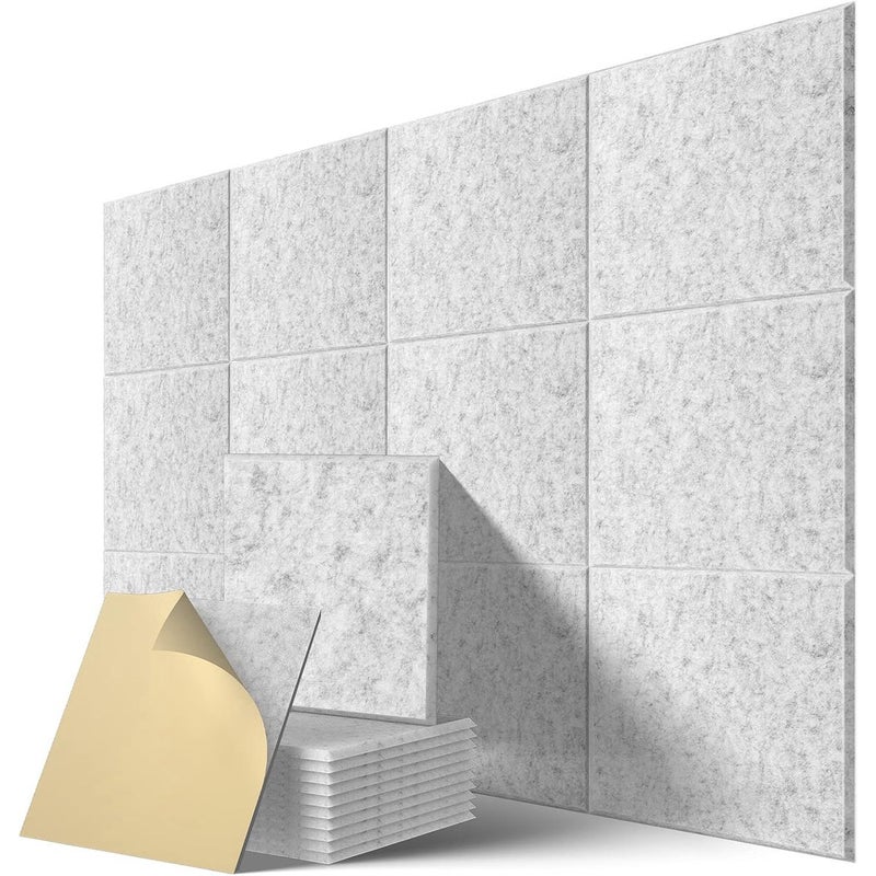 Panel akustyczny, 12 sztuk, 30 x 30 x 1 cm, akustyczny poliester o wysokiej gęstości Panele, srebrno-szare