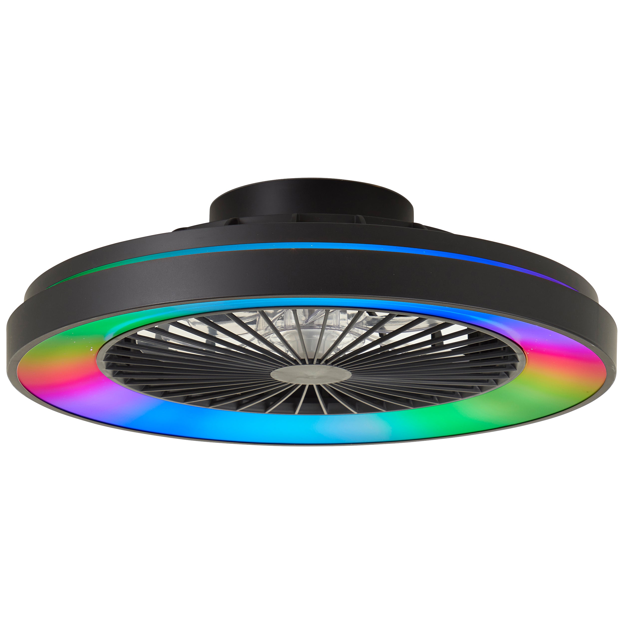 Brilliant Mazzaro lampa sufitowa 48,5 cm ze zintegrowanym wentylatorem LED 40W czarny metal/czarny bambus