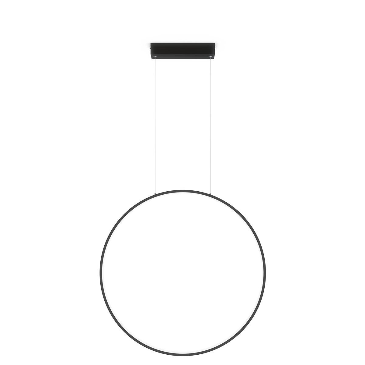 Okrągła czarna lampa wisząca LED, IP44, CCT, do łazienki lub kuchni, 60 cm