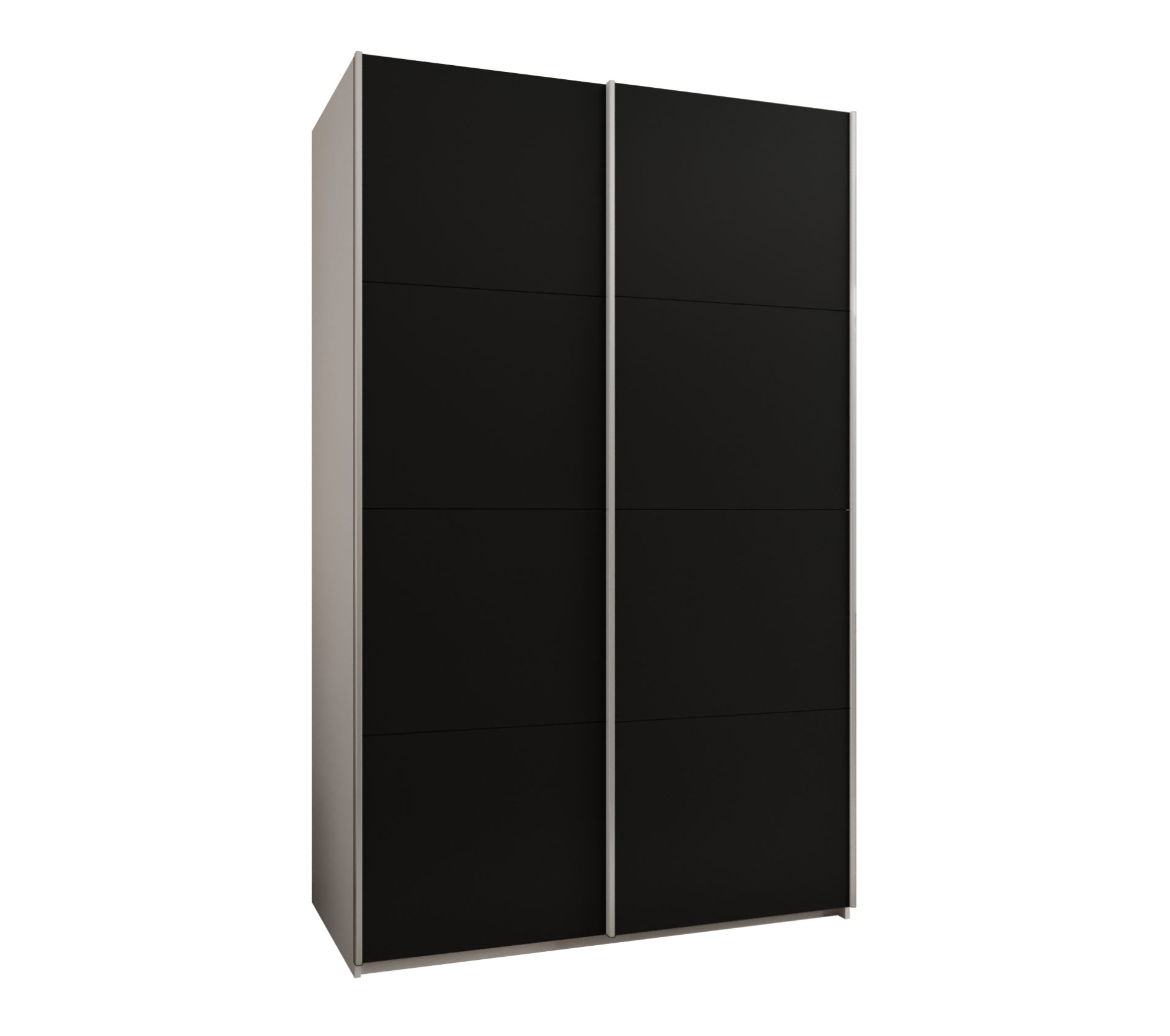 Szafa przesuwna wysoka Lux 1 150 x 64 x 245,5 cm biały + czarny + u. srebrny - Abiks Meble
