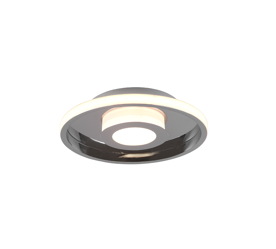 Plafon Ascari okrągły chromowany biały LED 28W 3000K 3200 lm wym: 6,8 x 30 cm IP44 metal Trio
