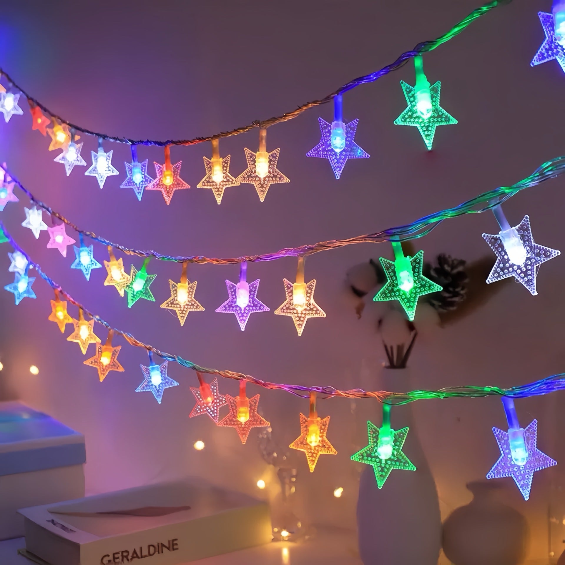 Gwiazdki LED, małe lampki dekoracyjne, girlanda świetlna do stworzenia świątecznej atmosfery, 6 metrów, 40 lampek