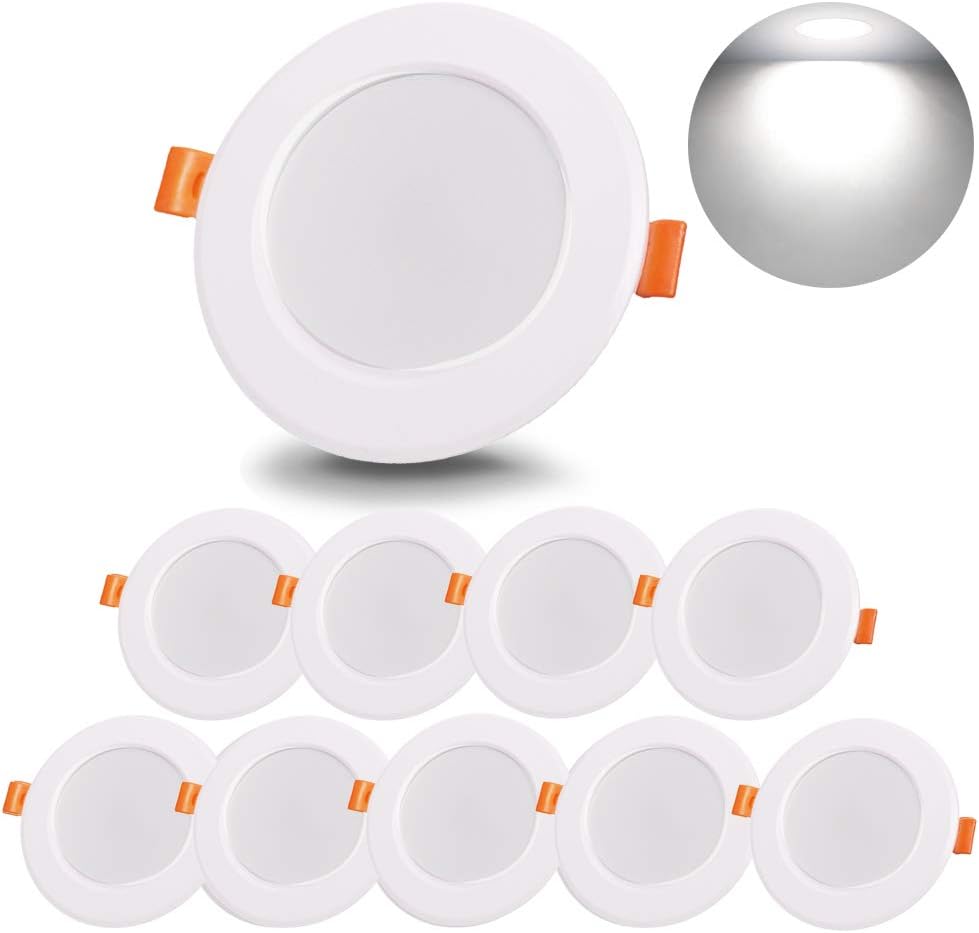 Wpuszczany reflektor LED 9W, wodoodporny, wpuszczany w sufit, żarówka halogenowa o chłodnej białej barwie światła 6000K, idealny do łazienki, kuchni,