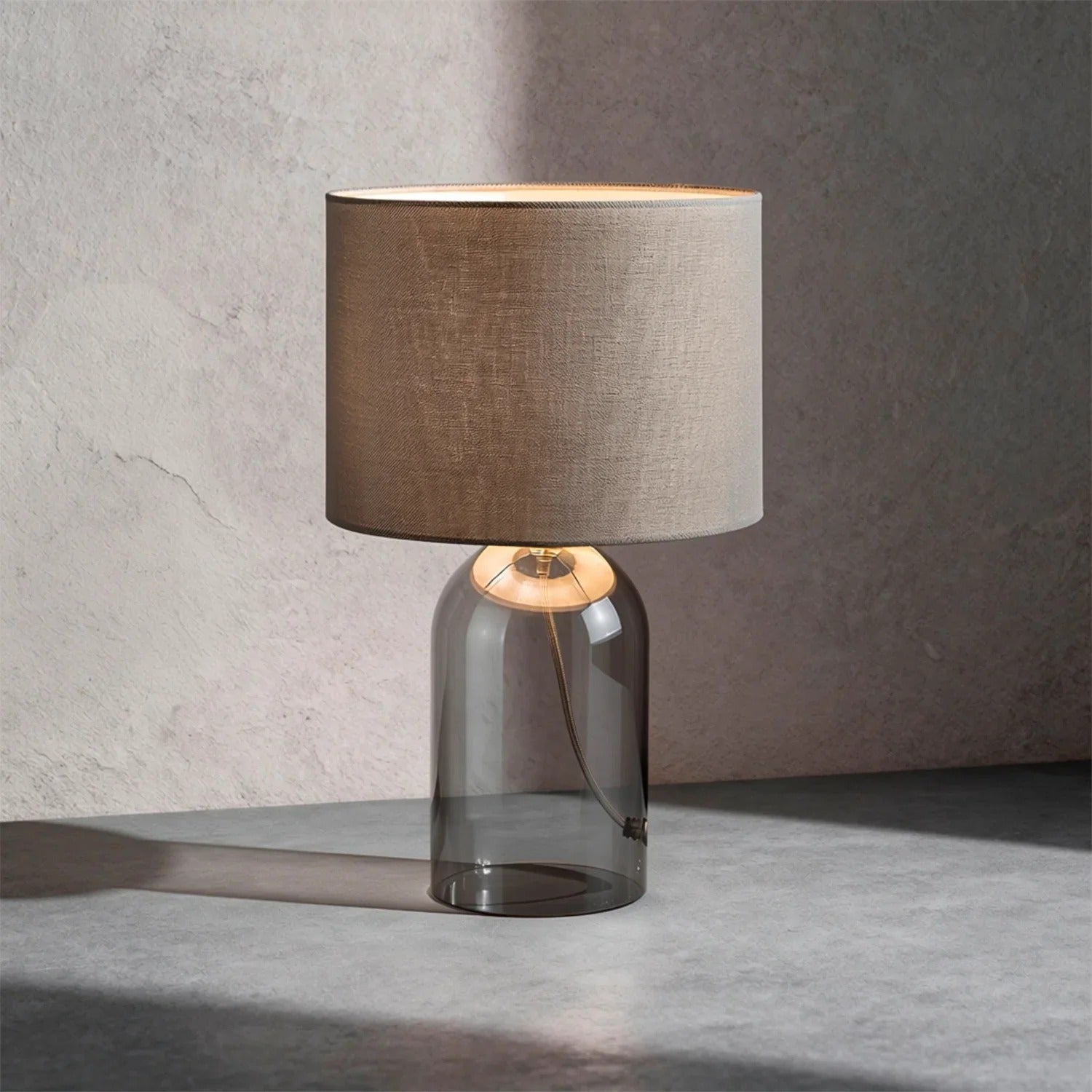 Lampa stołowa popielaty abażur 20cm Luxin 1xE14x40W szkło szaro-dymiona wym:33x20x20cm IP20 Rabalux