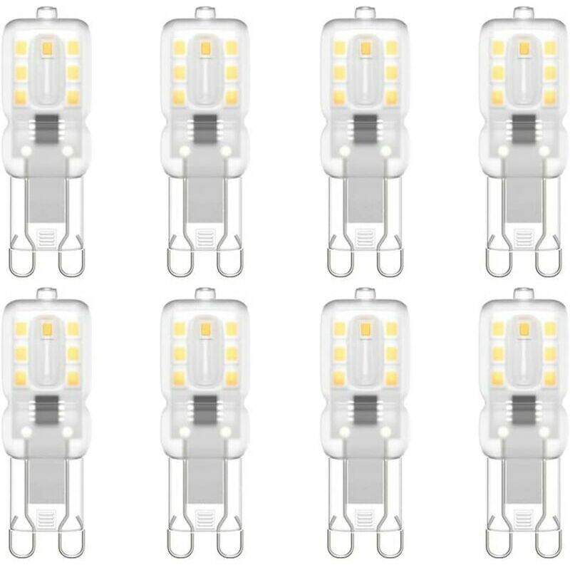 Zestaw 8 żarówek LED G9, G9 LED 220V Biały naturalny 5500K 3W odpowiednik halogenu 30W [Klasa energetyczna E]