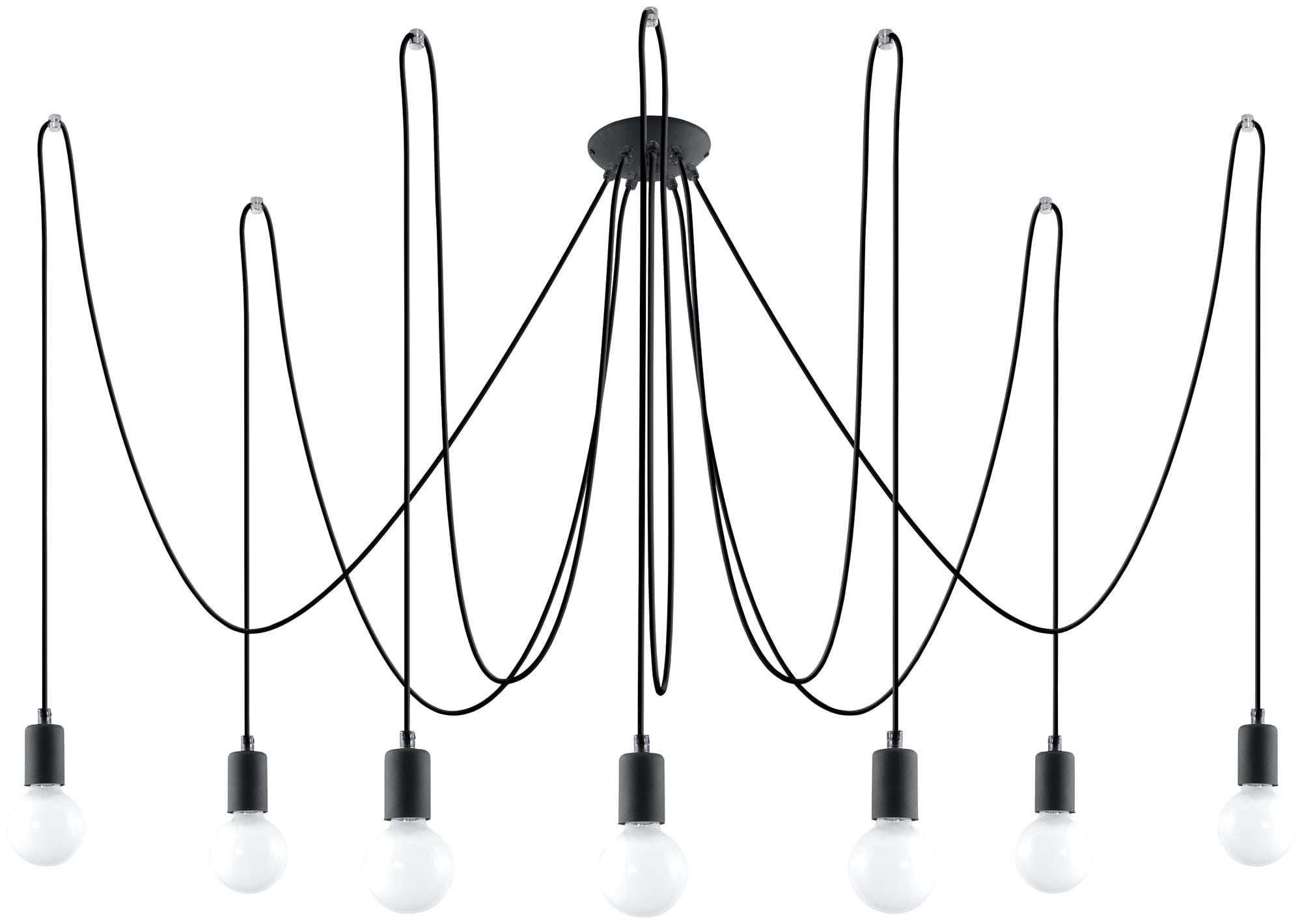 Lustre Tissu Noir E27 7 Edison