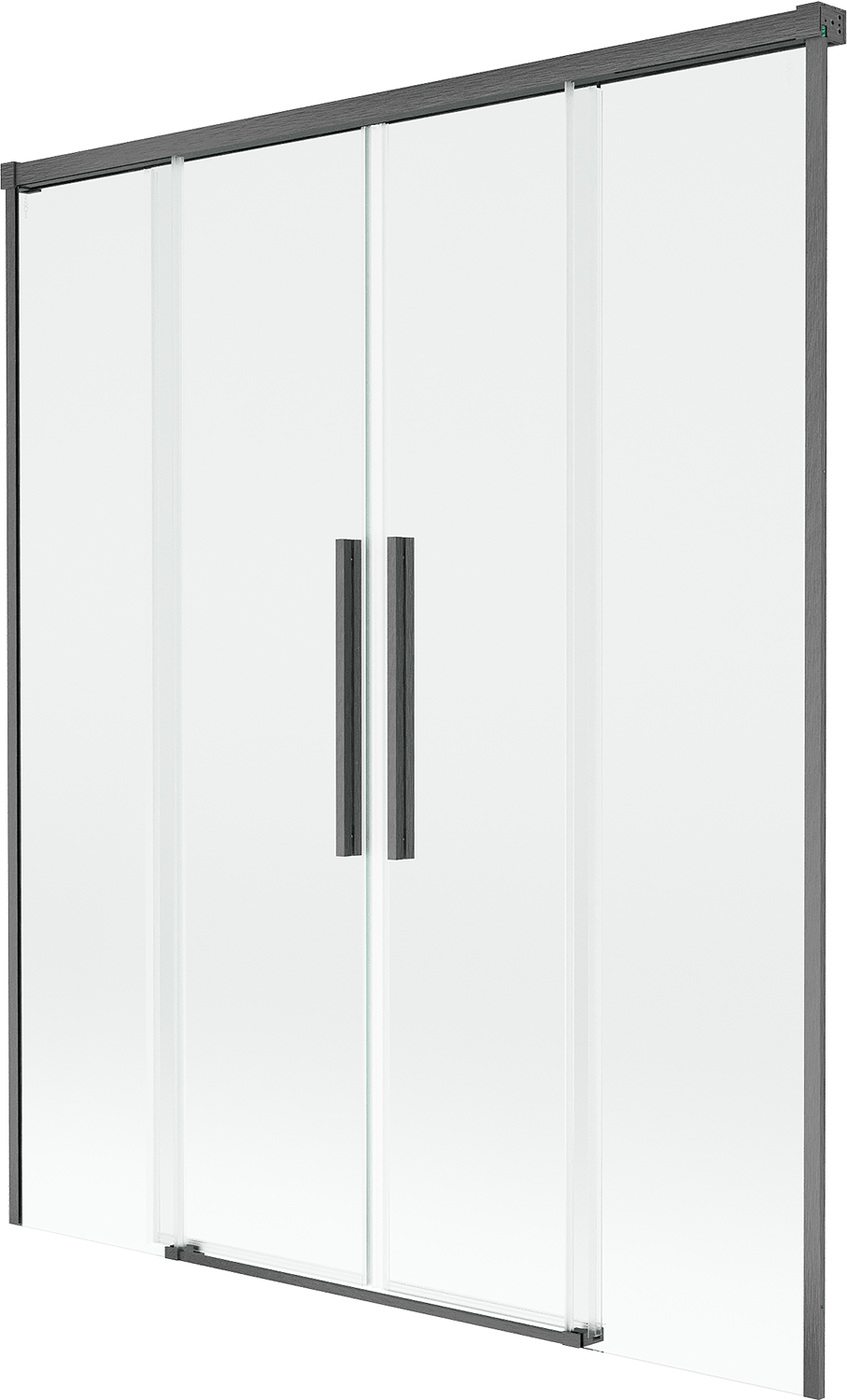 Mexen Rox parawan nawannowy 2-skrzydłowy rozsuwany 140 x 150 cm, transparent, gun gray szczotkowany - 8C9-140-002-66-00
