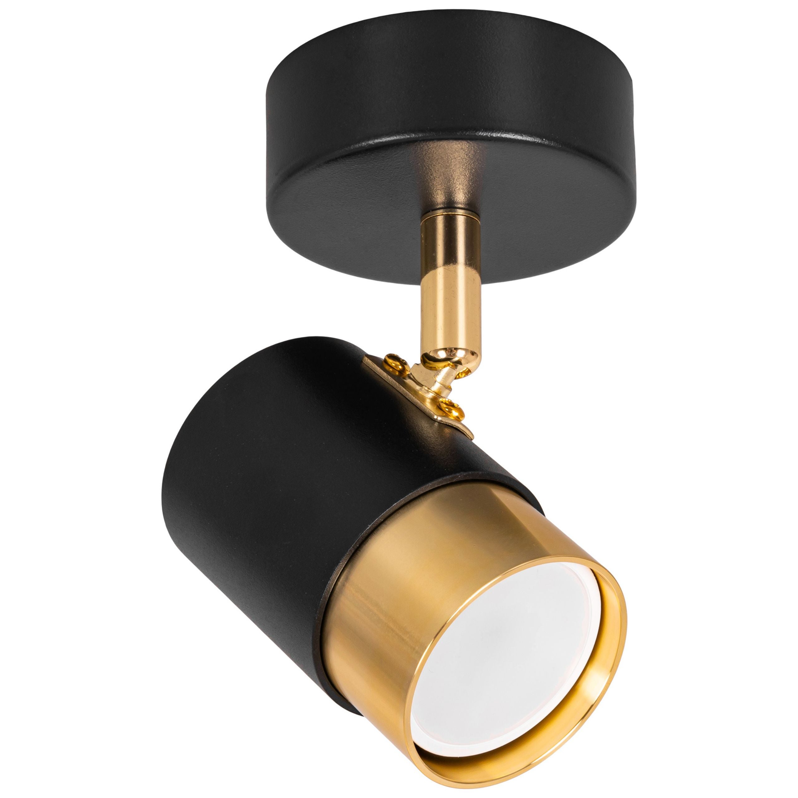 Reflektor sufitowy LED - Lampa ścienna czarna złota GU10 - Kinkiet natynkowy do pokoju salonu Tuba - LEDHOFF