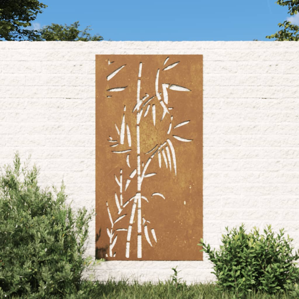 Ogrodowa dekoracja ścienna, 105x55 cm, stal kortenowska, bambus vidaXL