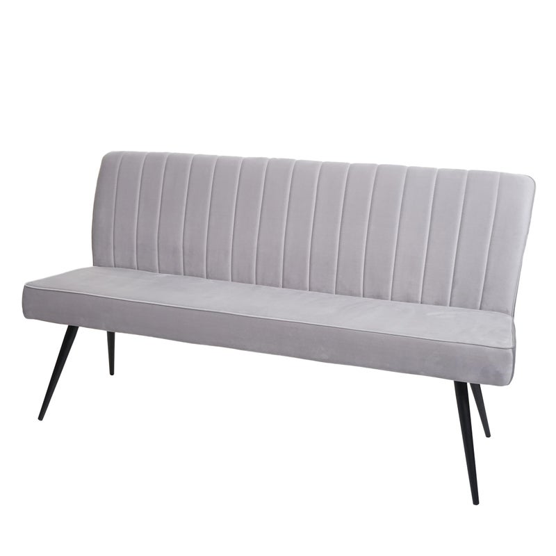 Ławka HWC-K16, ławka do jadalni ławka tapicerowana ławka do garderoby, oparcie aksamitne metalowe ~ 160cm jasnoszary