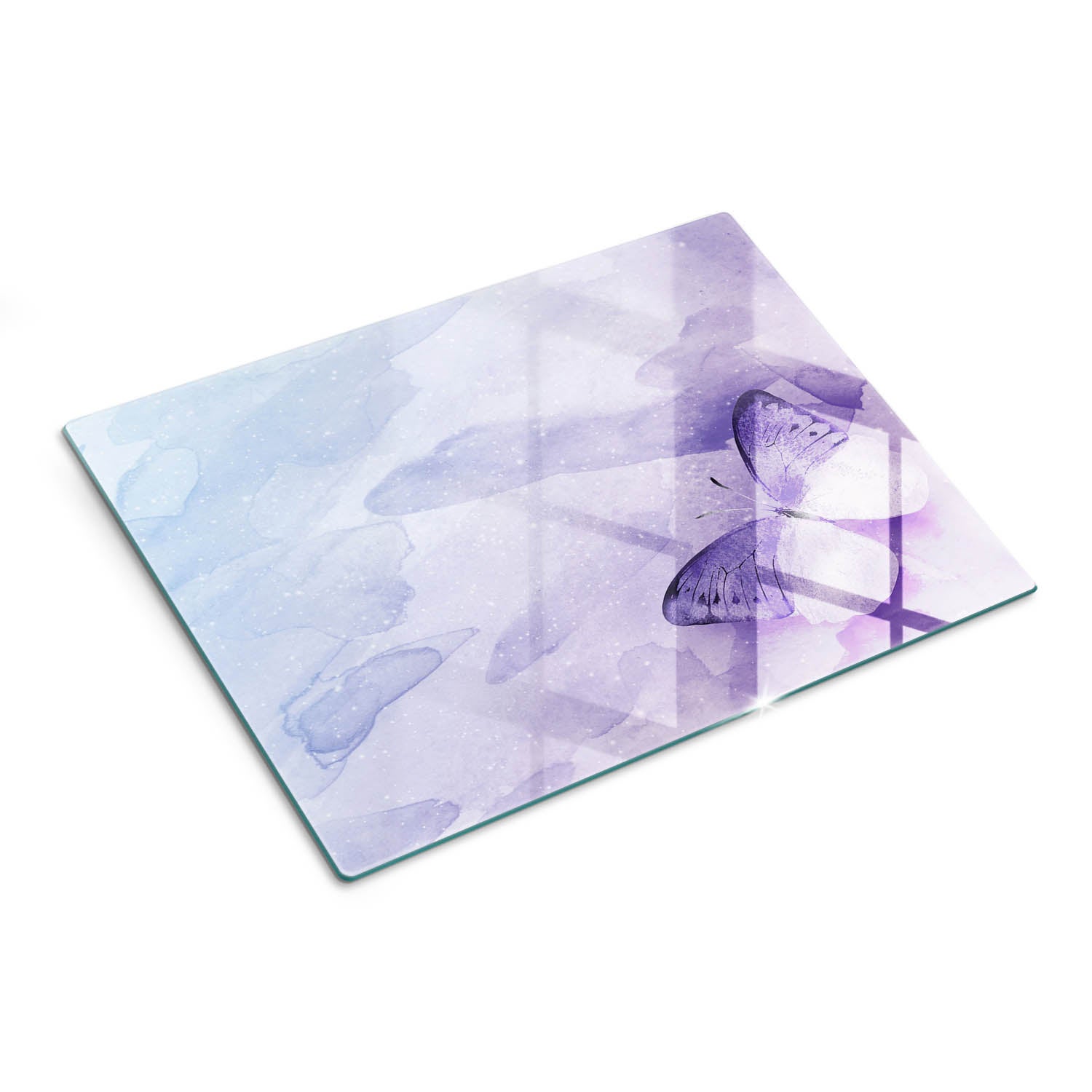 Ekskluzywna deska kuchenna ze szkła hartowanego z nadrukiem - Purpurowy Motyl - 30x40 - Tulup