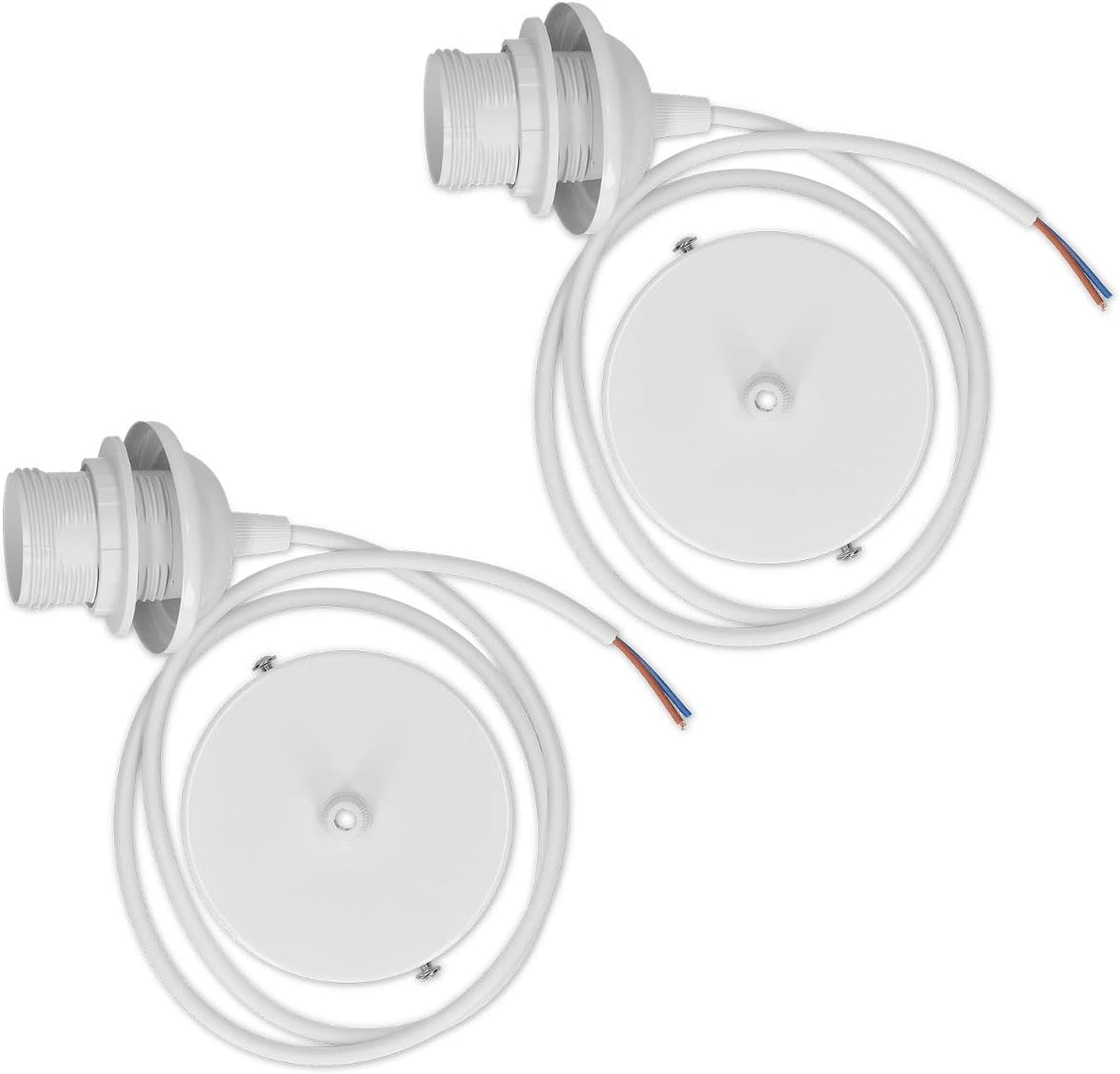Biały kabel oświetleniowy - kabel z gniazdem E27 i pierścieniem mocującym - do podwieszanego montażu 2x lamp sufitowych