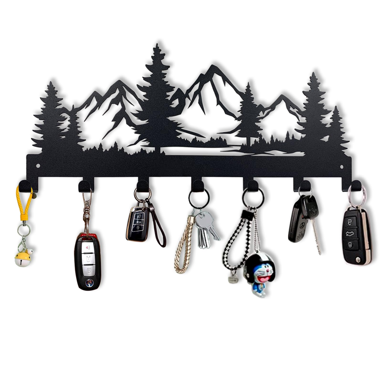 Rustykalny ściana uchwyt na klucze górski Design metalowy haczyk organizer 7 - haczyk klucz stojak do przedpokój, korytarz, kuchnia, biuro (12